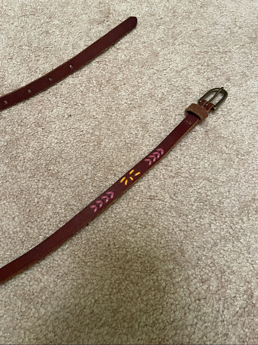 J.Crew M embroidered brown belt and J. Jill black XS/S belt with metallic studs